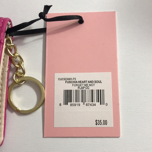 Juicy Couture Fuschia Heart and Soul Furget Me Not Flapp CC Coin Purse - Picture 3 of 11